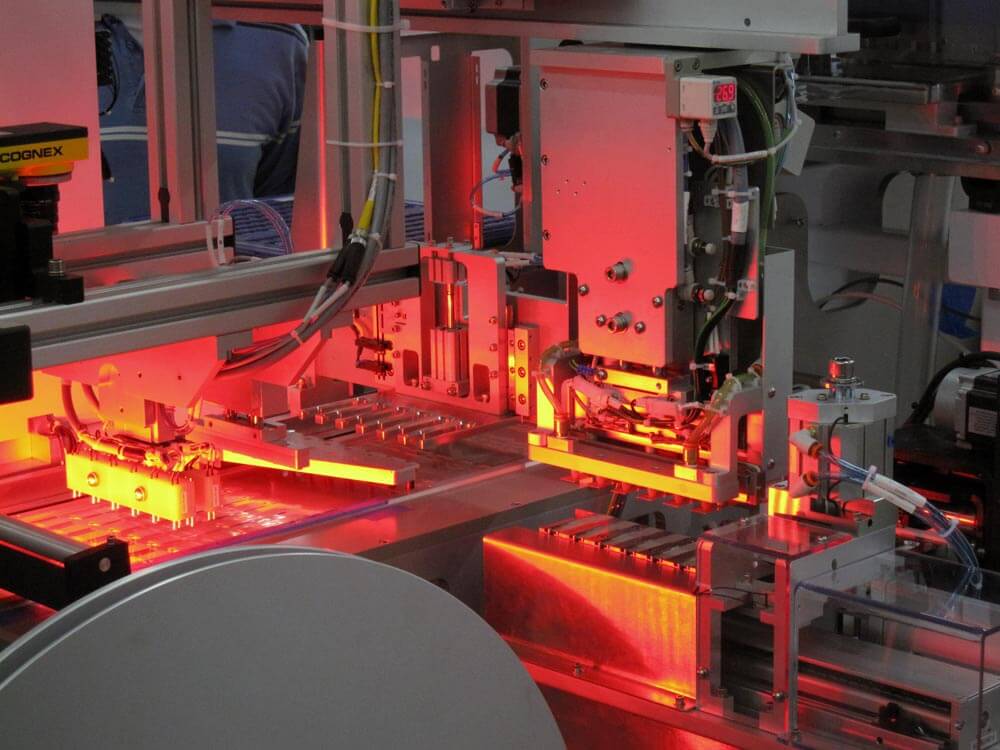 Heat staking, vision inspection, and in-line electrical test
